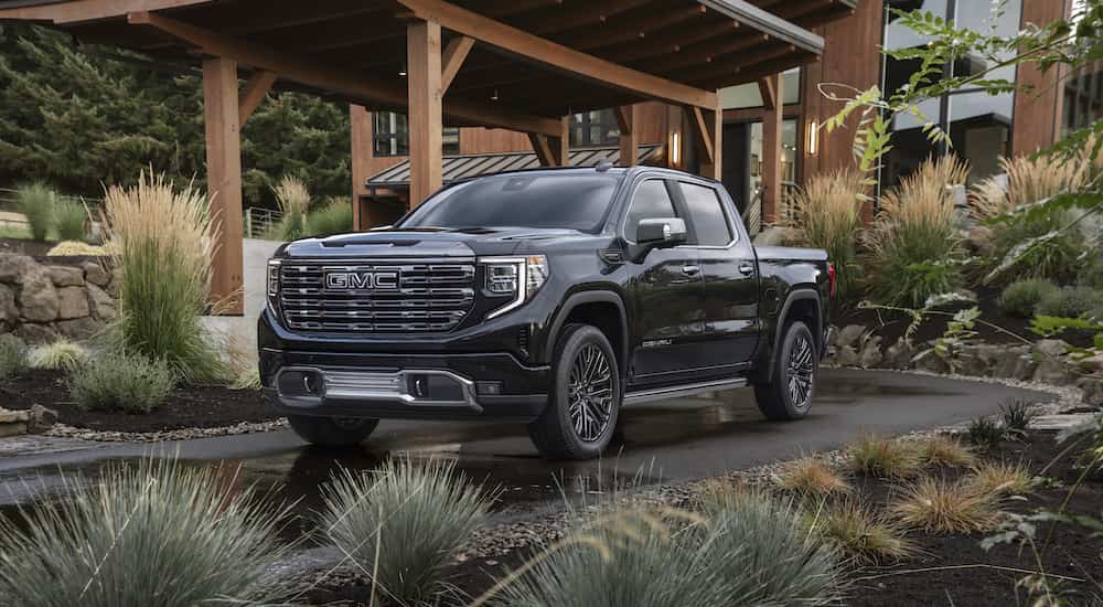 A black 2025 GMC Sierra 1500 Denali Ultimate after leaving a GMC dealer near Wayzata.