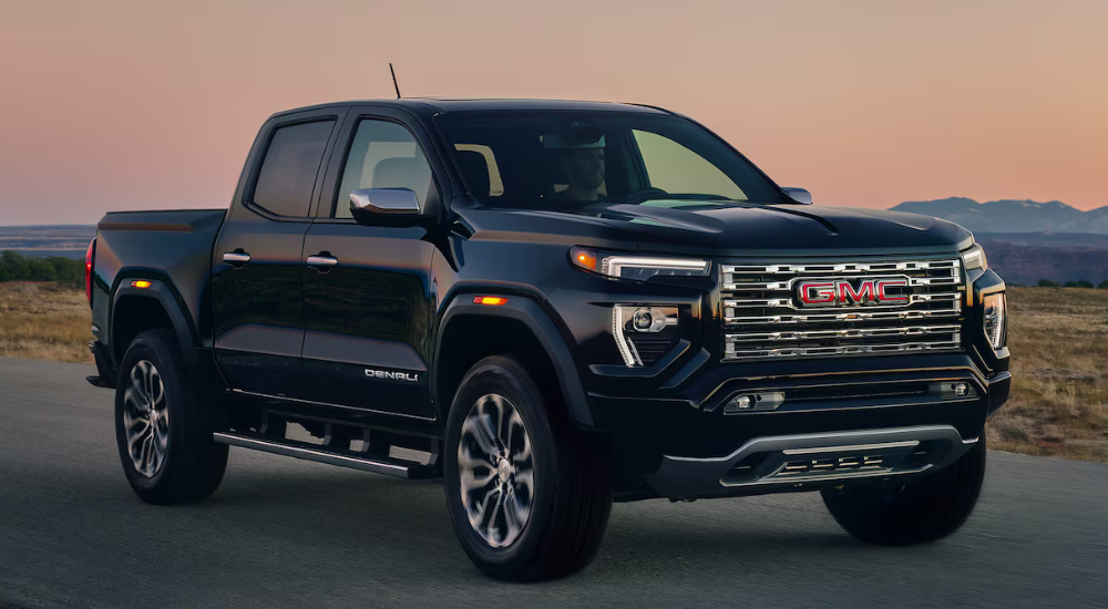 Black 2026 GMC Canyon Denali for sale on a test drive