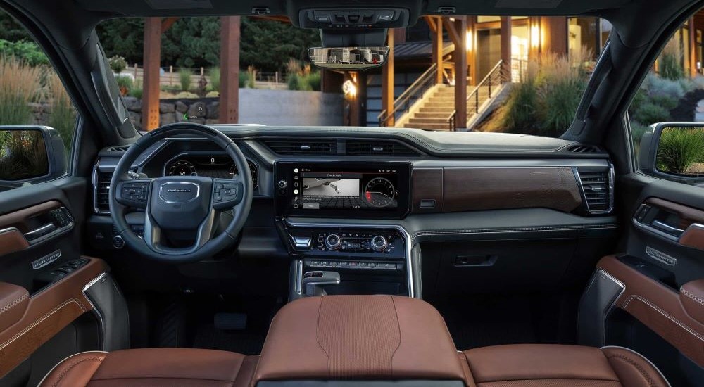 Interior and dashboard of a 2025 GMC Sierra 1500 Denali Ultimate