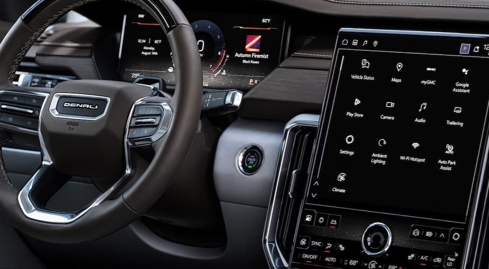The black dash in a 2026 GMC Acadia Denali.