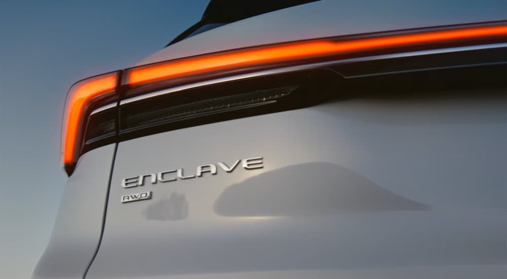 Rear tail light on a white 2026 Buick Enclave.