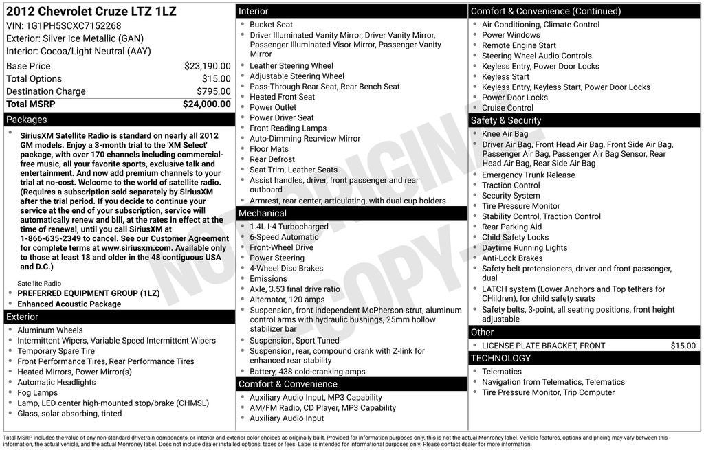 2012 Chevrolet Cruze LTZ