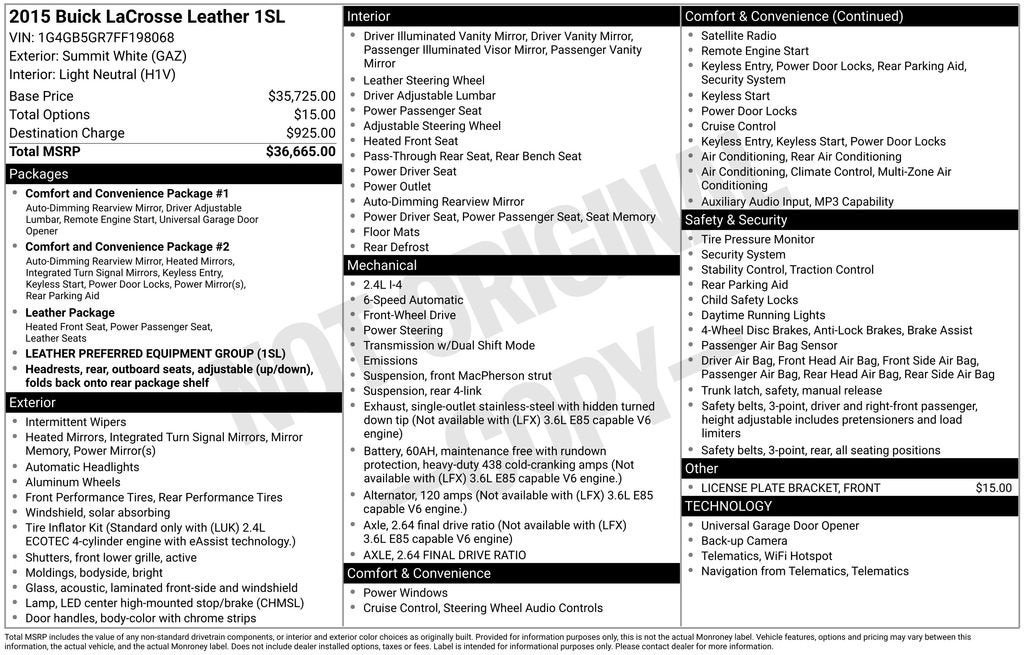 2015 Buick LaCrosse Leather