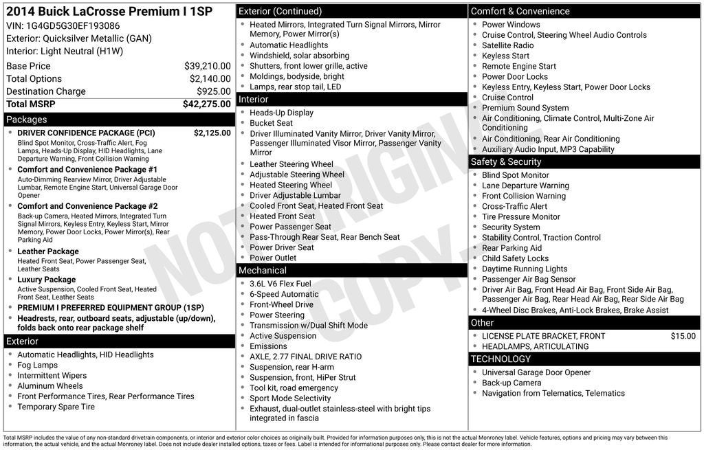 2014 Buick LaCrosse Premium I