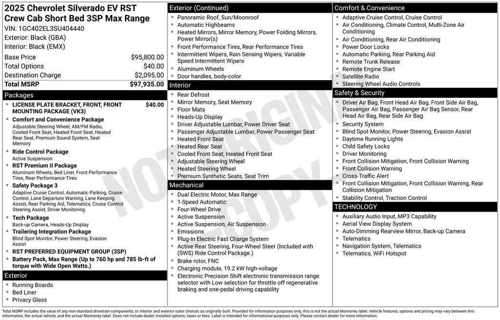 2025 Chevrolet Silverado EV RST - Max Range