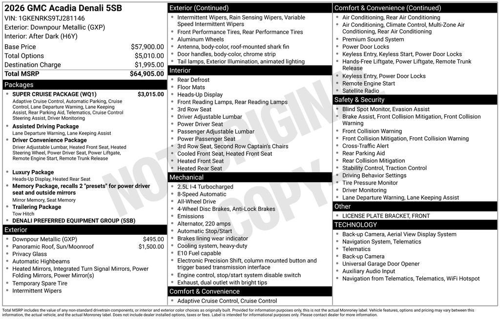 2026 GMC Acadia Denali