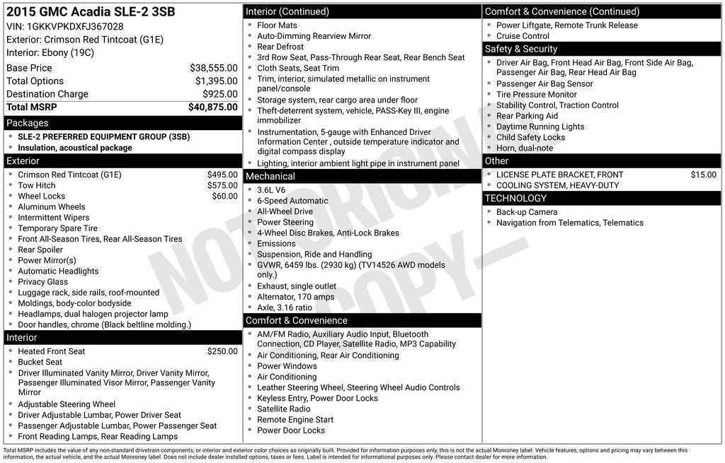2015 GMC Acadia SLE