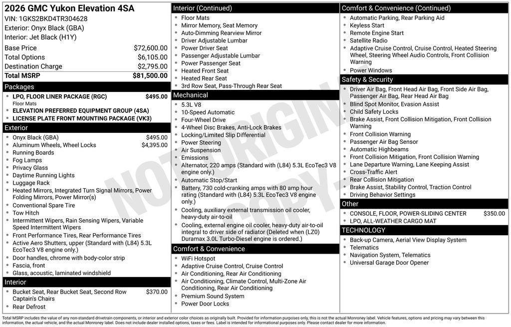 2026 GMC Yukon Elevation