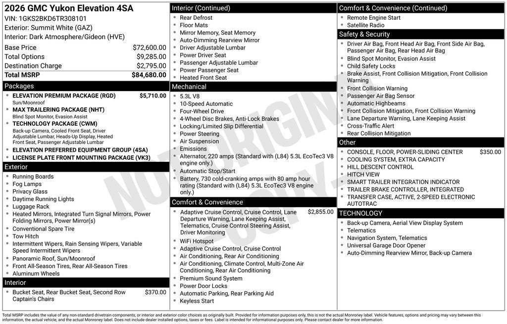 2026 GMC Yukon Elevation