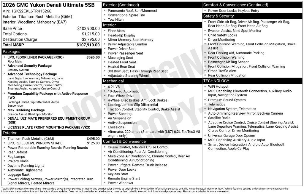 2026 GMC Yukon Denali Ultimate