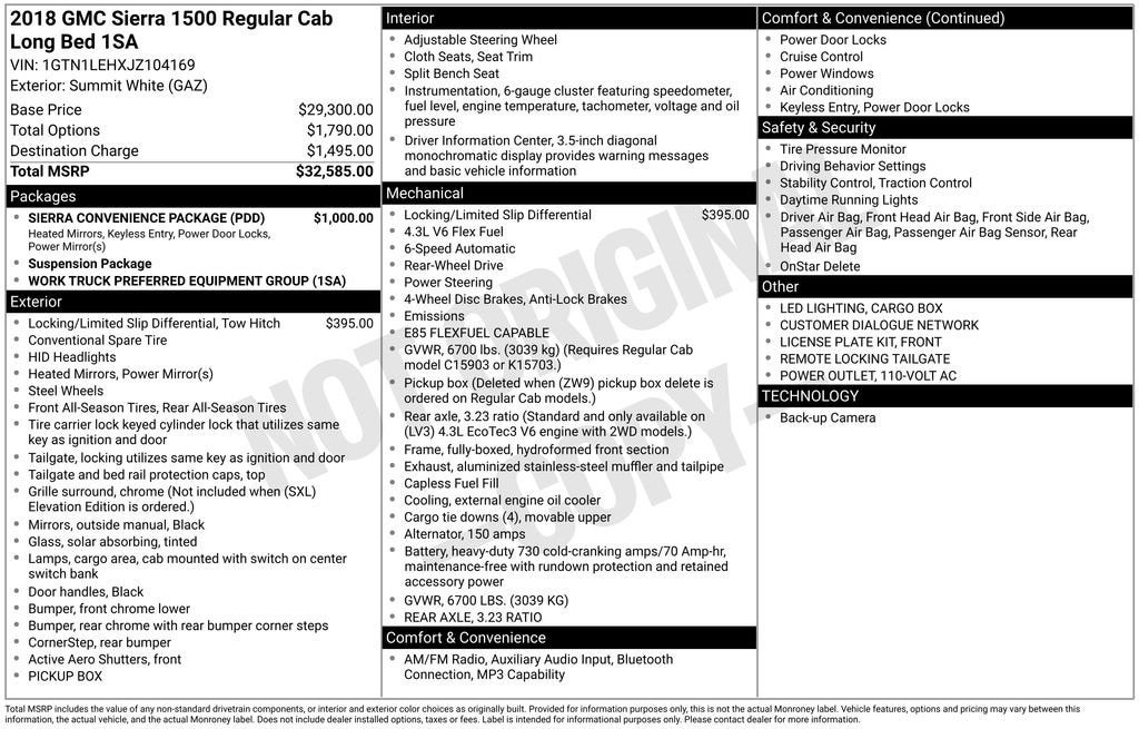 2018 GMC Sierra 1500 NA