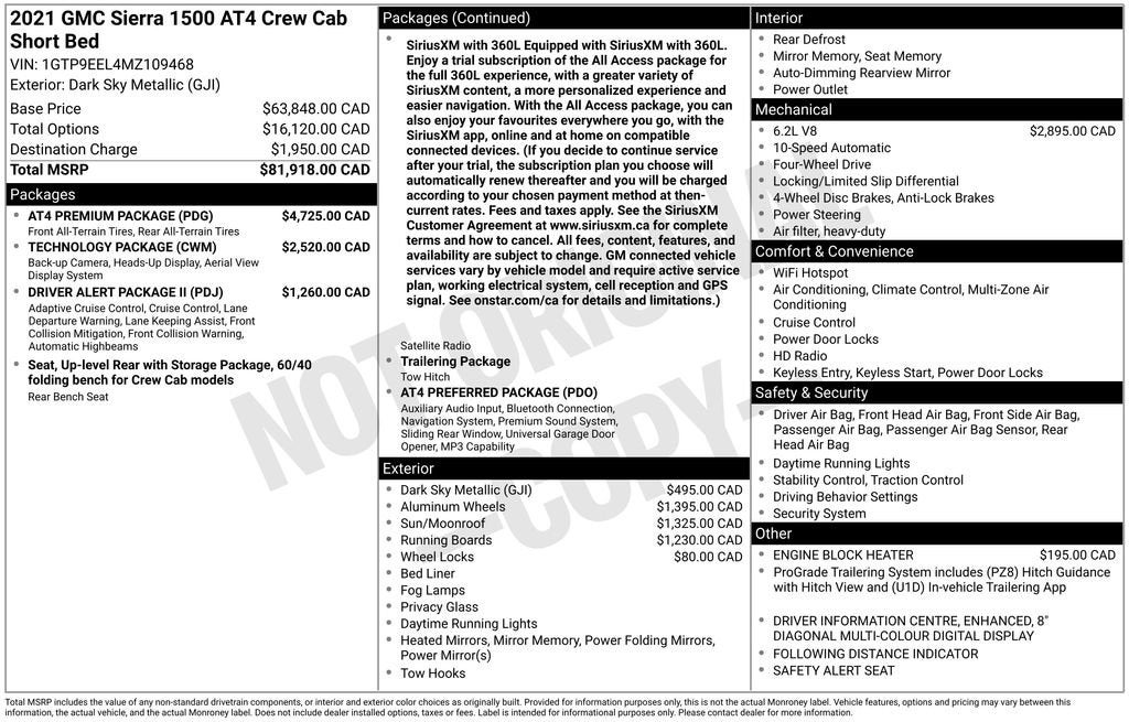 2021 GMC Sierra 1500 AT4