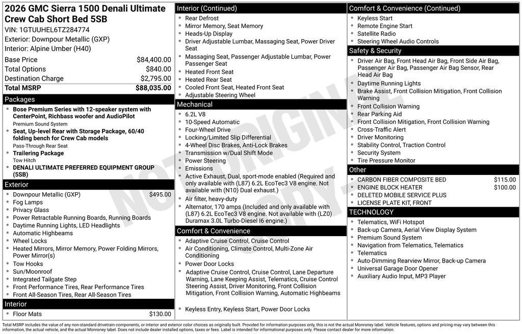2026 GMC Sierra 1500 Denali Ultimate