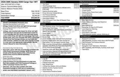 2026 GMC Savana Cargo Work Van