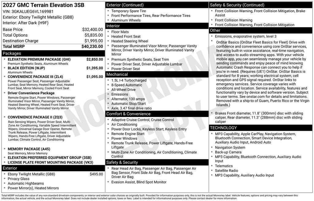2027 GMC Terrain Elevation
