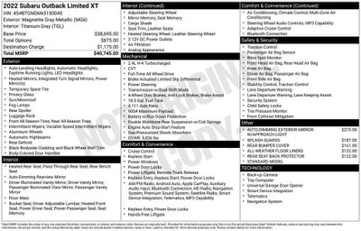 2022 Subaru Outback Limited XT