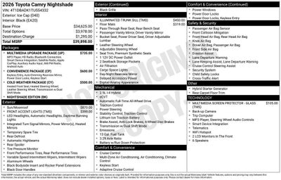 2026 Toyota Camry Nightshade
