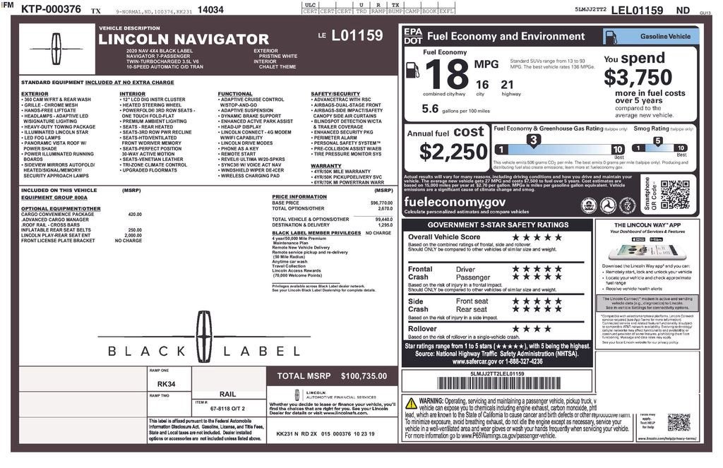 2020 Lincoln Navigator Black Label