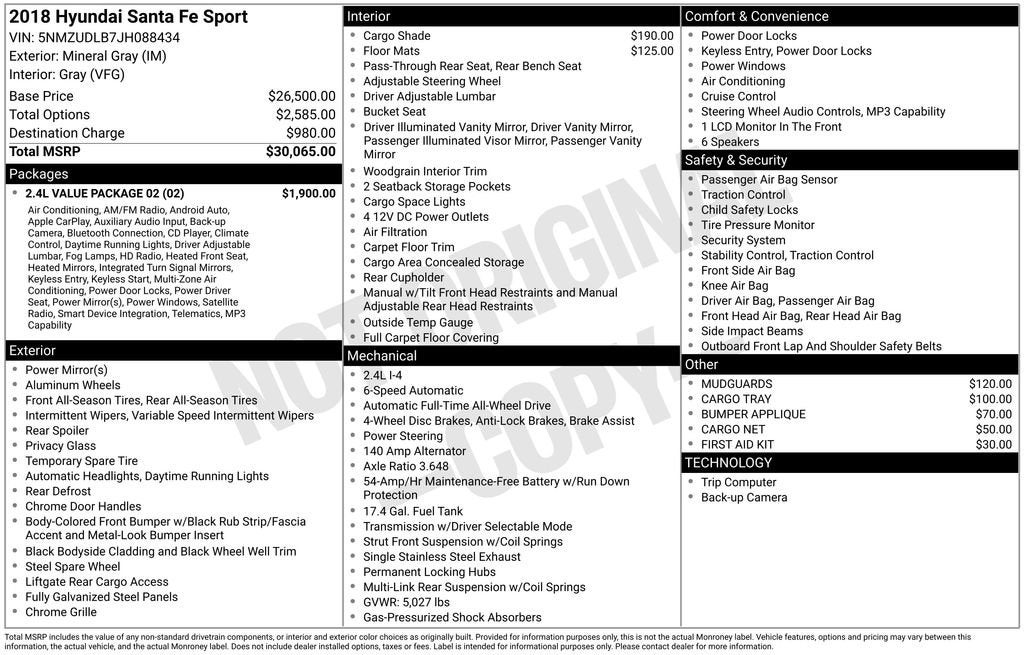 2018 Hyundai Santa Fe Sport 2.4L