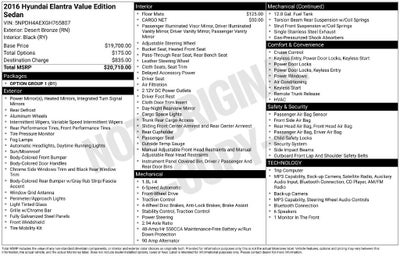 2016 Hyundai Elantra Value Edition