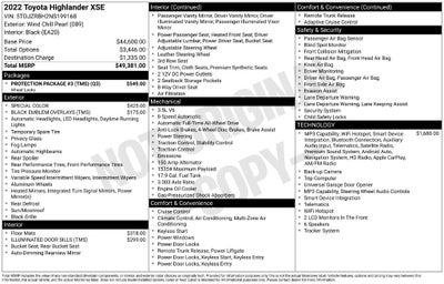 2022 Toyota Highlander XSE