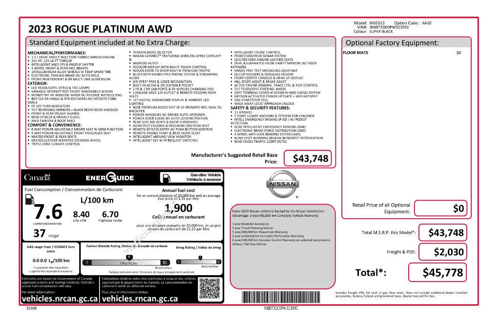 2023 Nissan Rogue Platinum Intelligent AWD