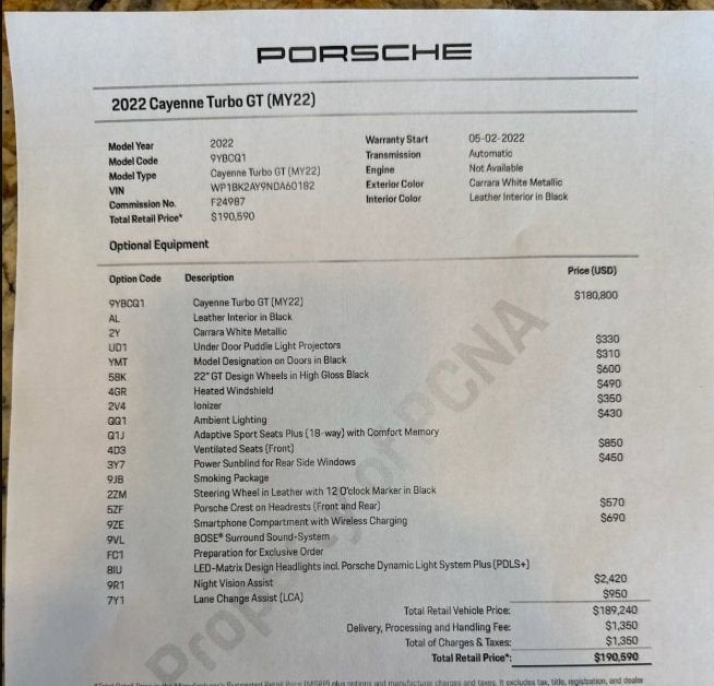 2022 Porsche Cayenne Coupe Turbo GT